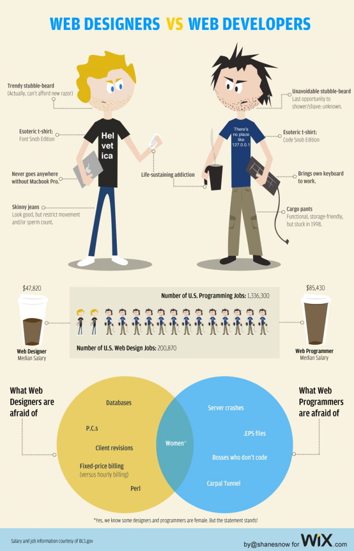 difference between web develop & design infographic